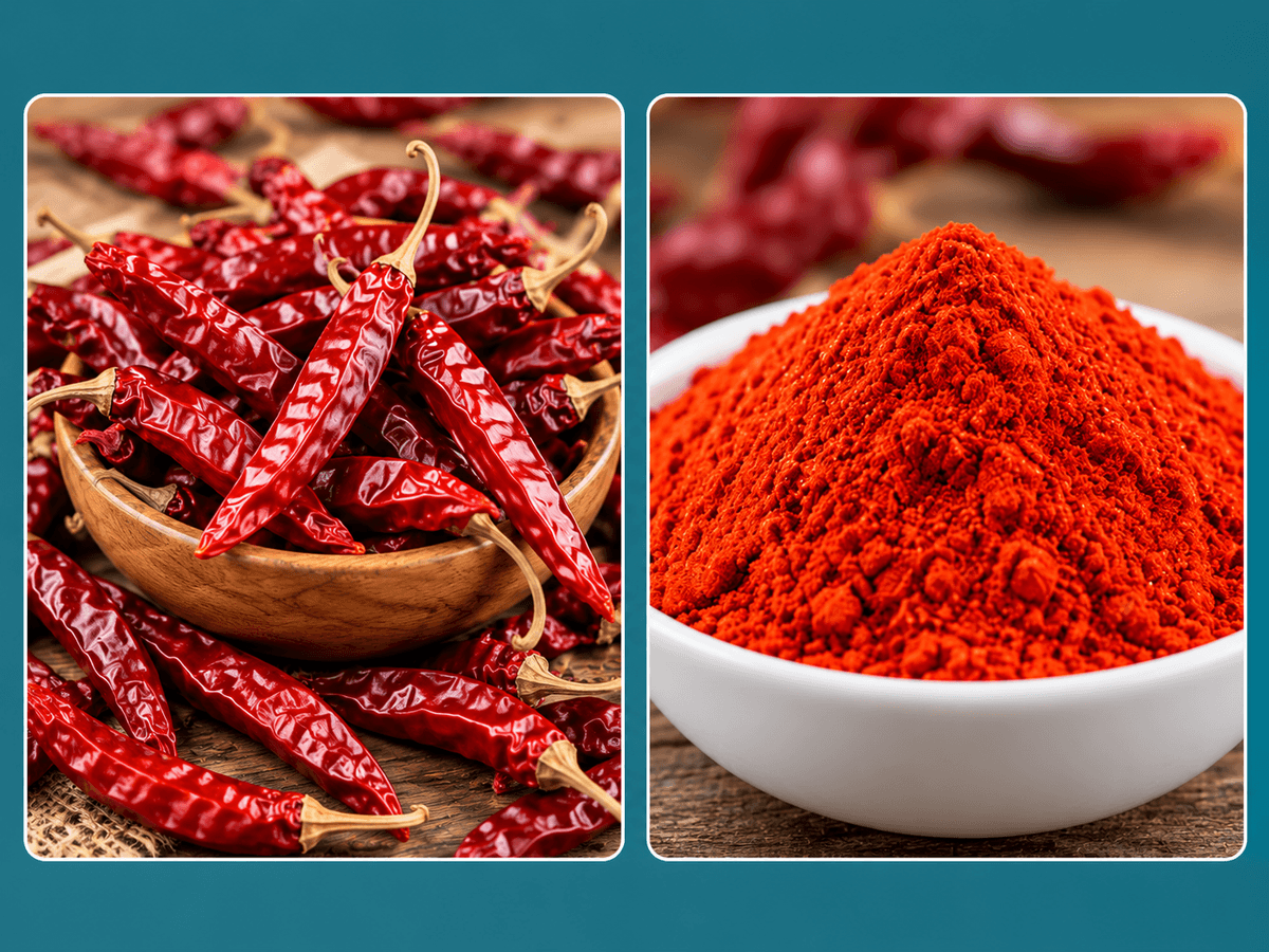 Dried chilli ground into chilli powder